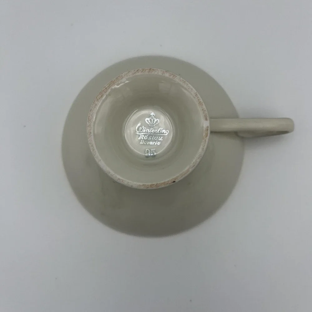 3 Pcs Winterling Roslau Trio Tea‎ Cup Saucer Dessert Luncheon Plate Floral Gold